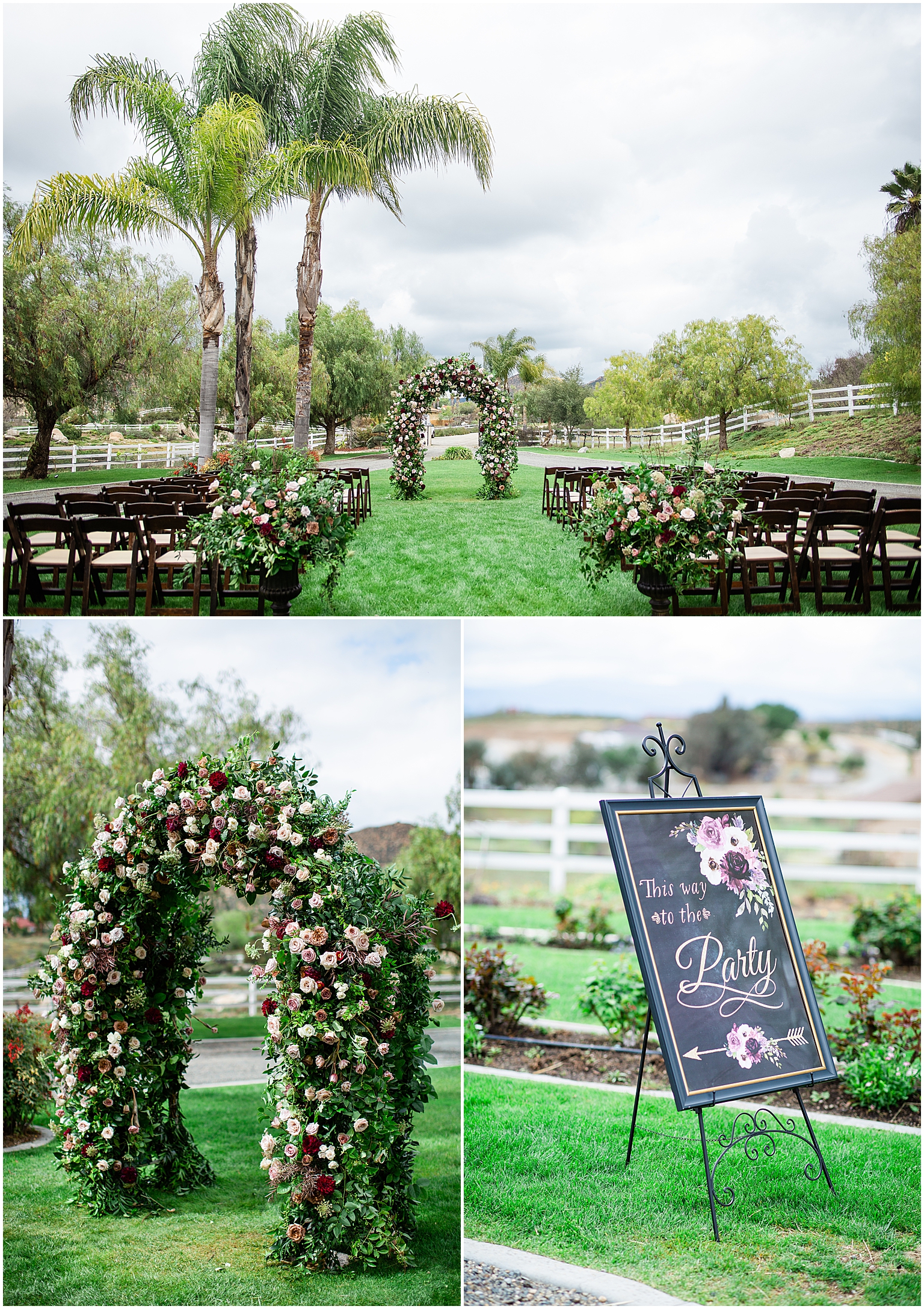 Stunning wedding ceremony set up at a Temecula wine country private estate